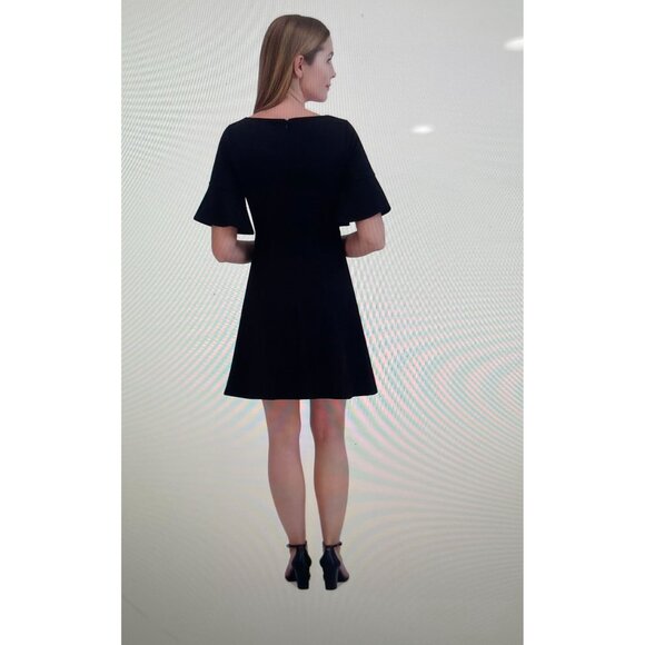 Jessica H Black Bell Sleeve Dress Size 14 94% Polyester 6% Spandex - Picture 2 of 16